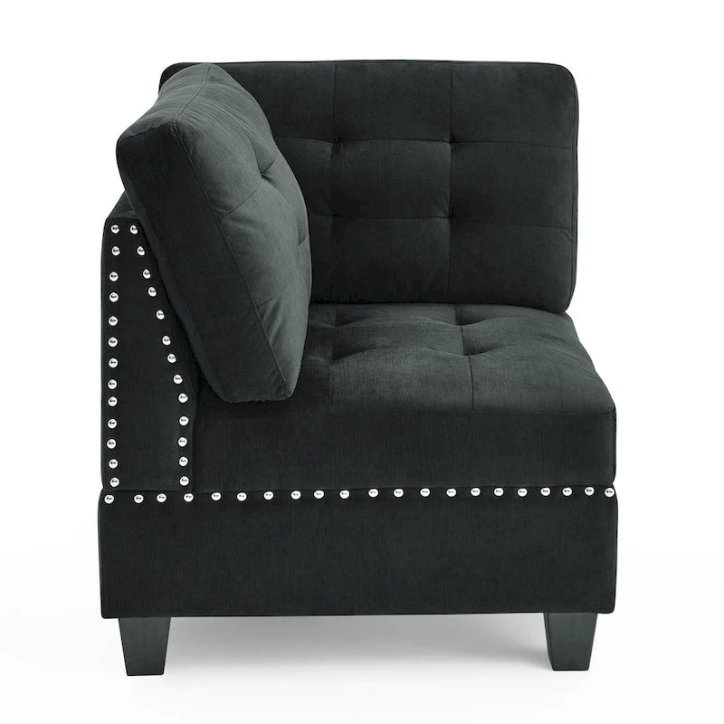 Canapé modulable combiné à faire soi-même avec rangement intégré et incrustations en clous de cuivre