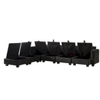 Canapé d'angle modulable 6 pièces en velours côtelé avec rangements, 2 poufs amovibles, combinaison libre