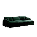 Canapé modulaire convertible 6 places en velours côtelé avec 3 poufs amovibles et 5 oreillers, combinaison libre
