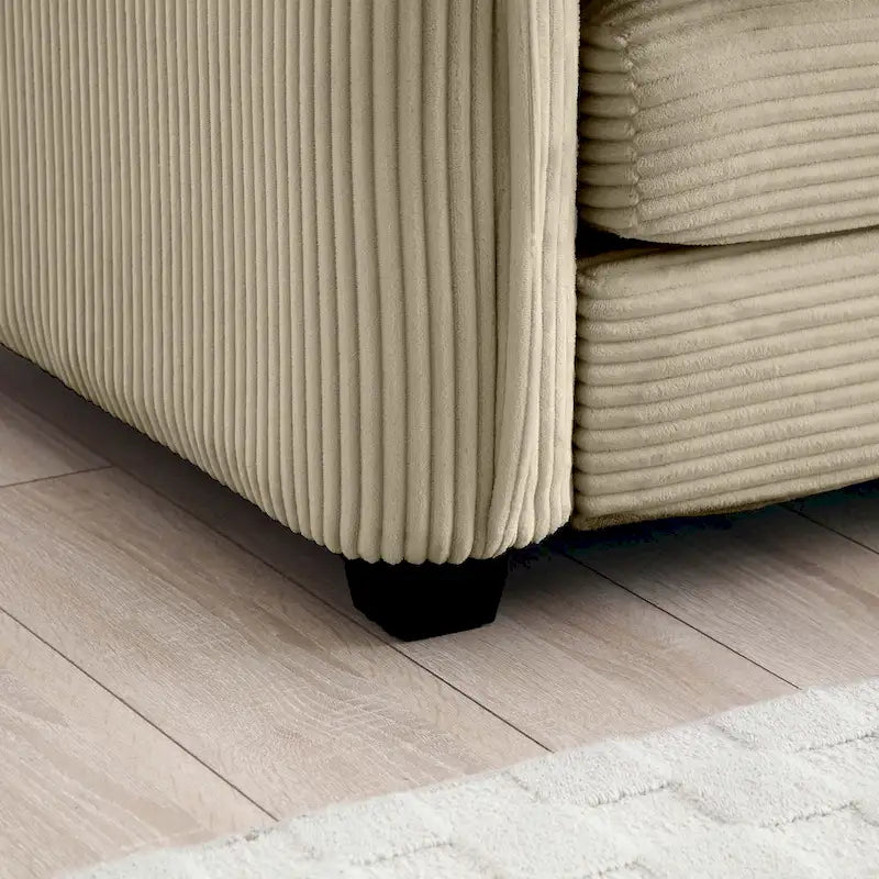 Canapé modulaire convertible 6 places en velours côtelé avec 3 poufs amovibles et 5 oreillers, combinaison libre