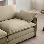 Canapé modulaire convertible 6 places en velours côtelé avec 3 poufs amovibles et 5 oreillers, combinaison libre