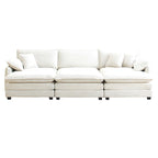 Canapé modulaire convertible 6 places en velours côtelé avec 3 poufs amovibles et 5 oreillers, combinaison libre