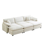 Canapé modulaire convertible 6 places en velours côtelé avec 3 poufs amovibles et 5 oreillers, combinaison libre