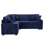 Divano componibile a L in velluto blu navy 82,6 con funzione letto e porte USB