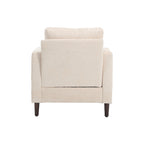 Poltrona imbottita in ciniglia beige da 29,53 pollici con struttura e cuscini in legno massello