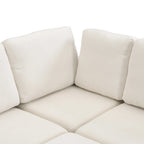 Canapé d'angle 103 places avec deux poufs mobiles et trois ports USB