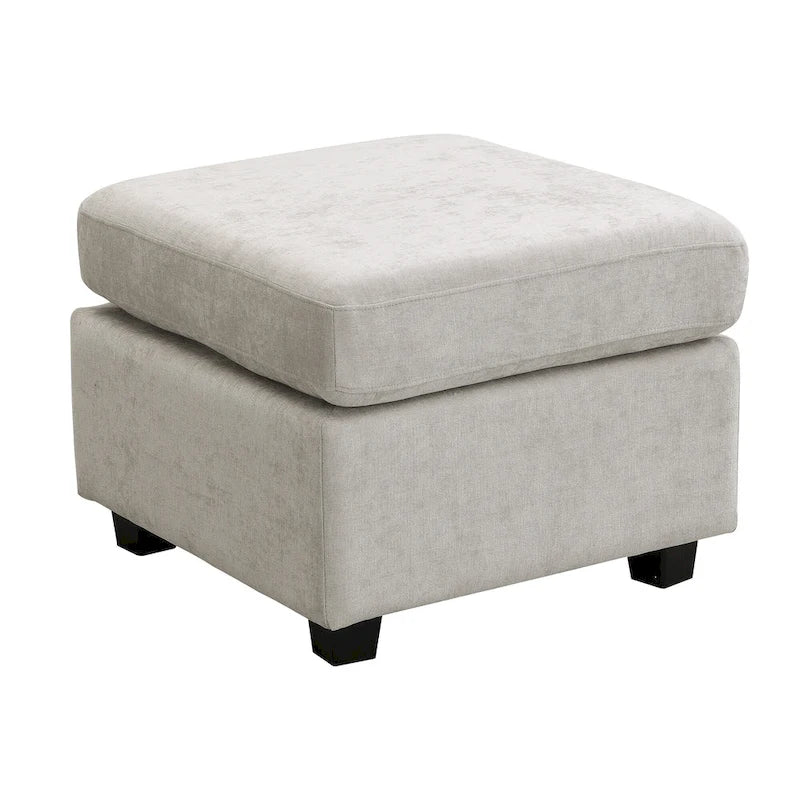 Canapé d'angle 103 places avec deux poufs mobiles et trois ports USB