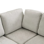 Canapé d'angle 103 places avec deux poufs mobiles et trois ports USB