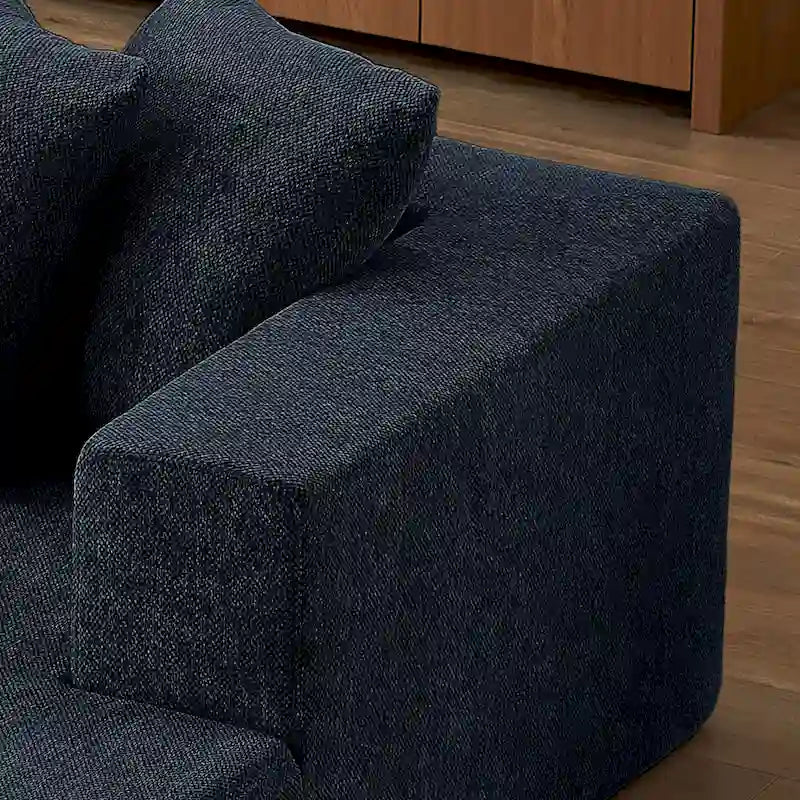 Divano sezionale modulare a L a destra in ciniglia Cloud Blu 105.2, 2 pezzi combinazione libera