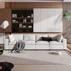 Divano sezionale modulare a 4 posti imbottito beige con ricarica wireless