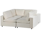 Divano sezionale modulare a 4 posti imbottito beige con ricarica wireless