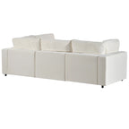 Divano sezionale modulare a 4 posti imbottito beige con ricarica wireless