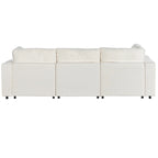 Divano sezionale modulare a 4 posti imbottito beige con ricarica wireless