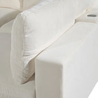 Divano sezionale modulare a 4 posti imbottito beige con ricarica wireless