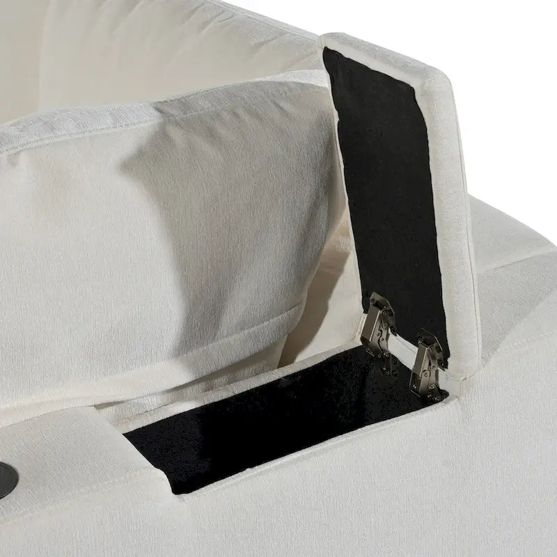 Divano sezionale modulare a 4 posti imbottito beige con ricarica wireless