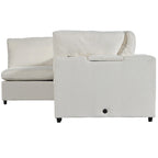 Divano sezionale modulare a 4 posti imbottito beige con ricarica wireless