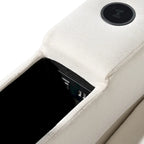 Divano sezionale modulare a 4 posti imbottito beige con ricarica wireless