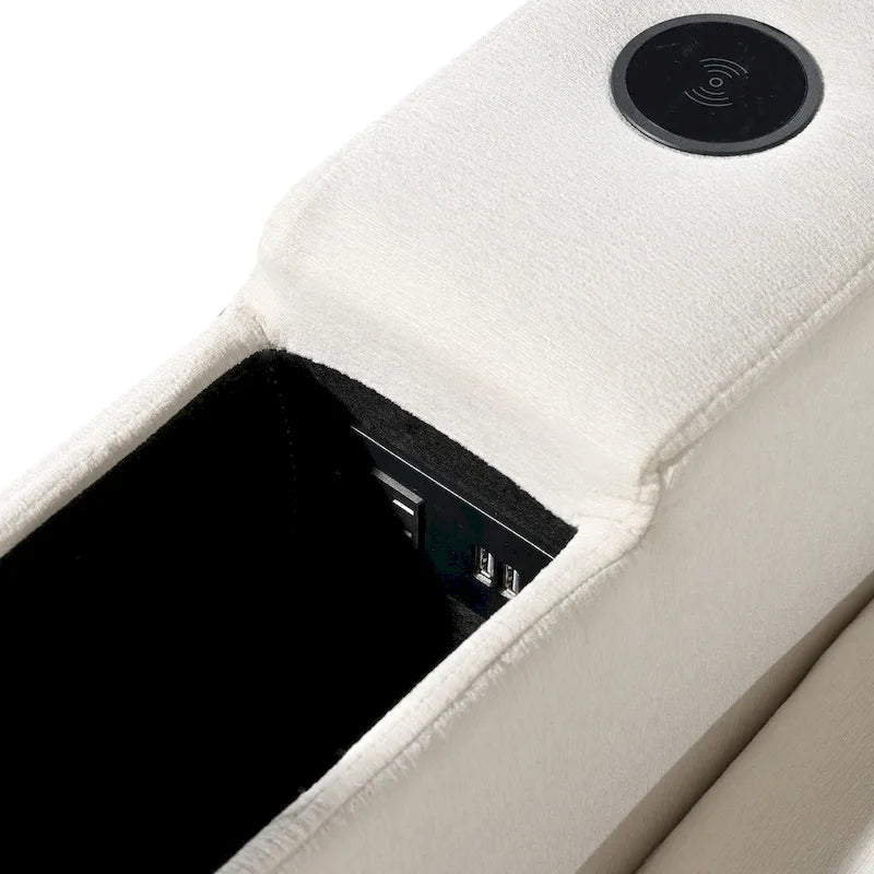 Divano sezionale modulare a 4 posti imbottito beige con ricarica wireless