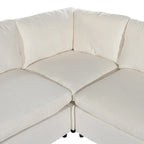 Divano sezionale modulare a 4 posti imbottito beige con ricarica wireless