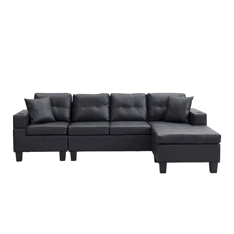Moderno divano componibile a L a 4 posti con chaise longue