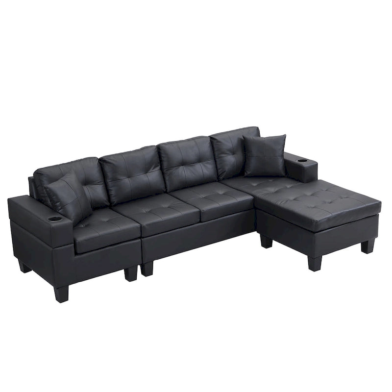 Moderno divano componibile a L a 4 posti con chaise longue