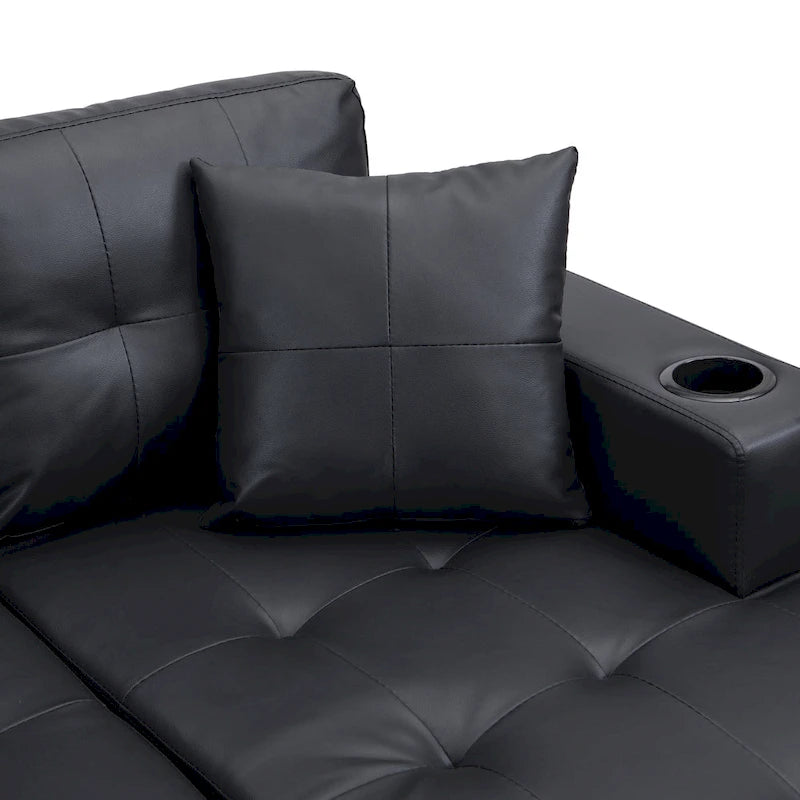 Moderno divano componibile a L a 4 posti con chaise longue