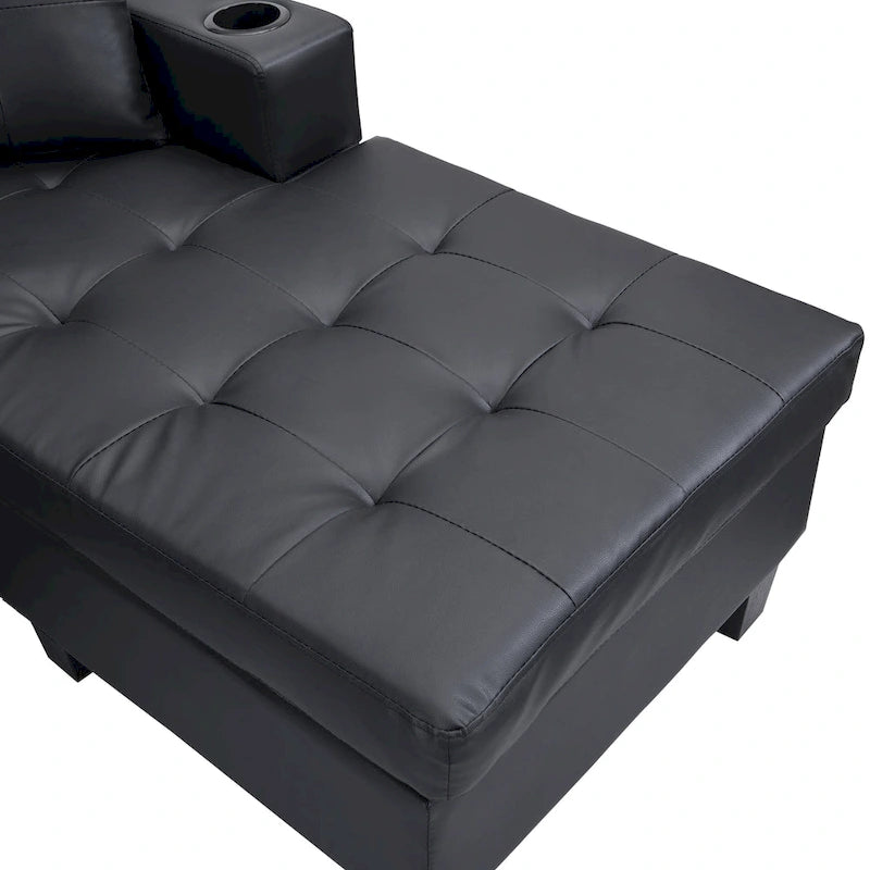 Moderno divano componibile a L a 4 posti con chaise longue
