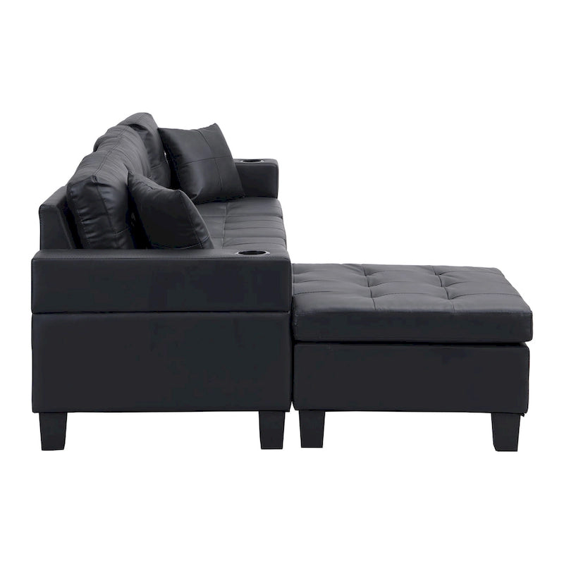 Moderno divano componibile a L a 4 posti con chaise longue