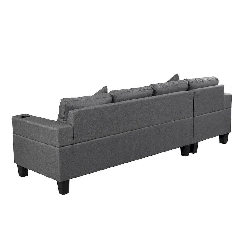 Moderno divano componibile a L a 4 posti con chaise longue