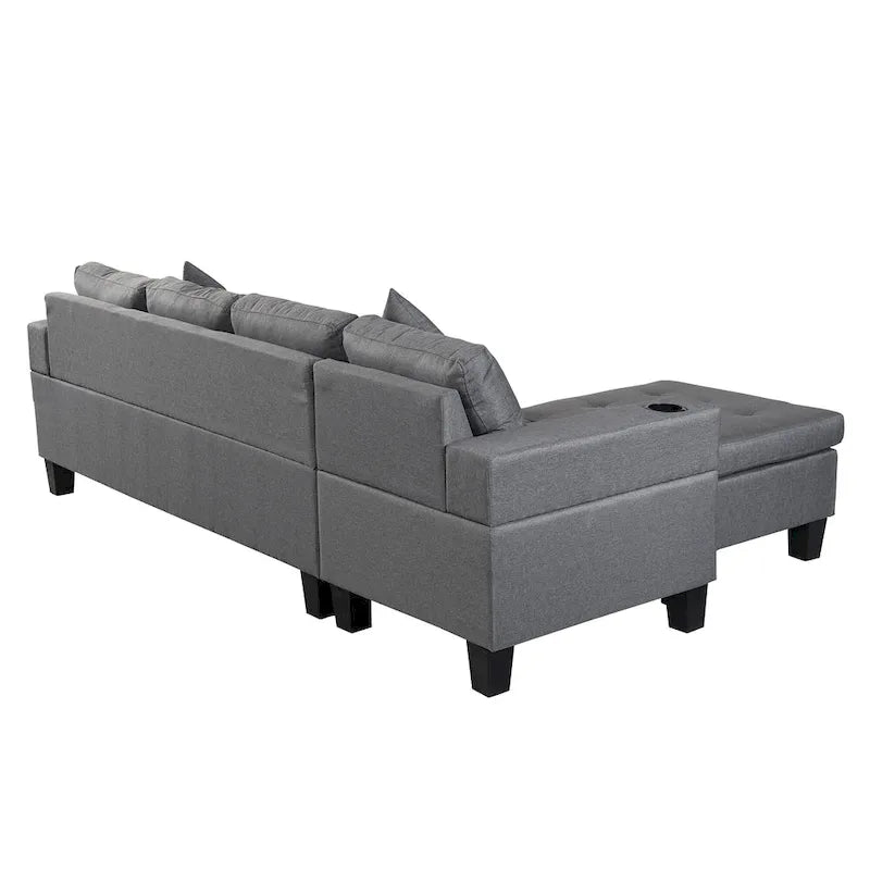 Moderno divano componibile a L a 4 posti con chaise longue