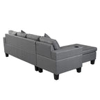 Moderno divano componibile a L a 4 posti con chaise longue