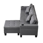 Moderno divano componibile a L a 4 posti con chaise longue
