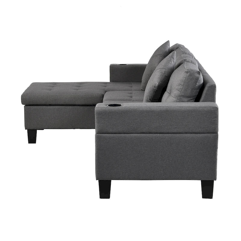 Moderno divano componibile a L a 4 posti con chaise longue
