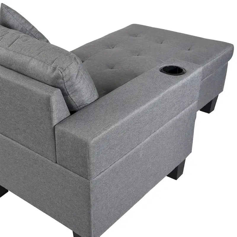 Moderno divano componibile a L a 4 posti con chaise longue