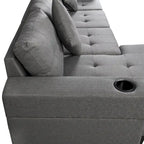 Moderno divano componibile a L a 4 posti con chaise longue