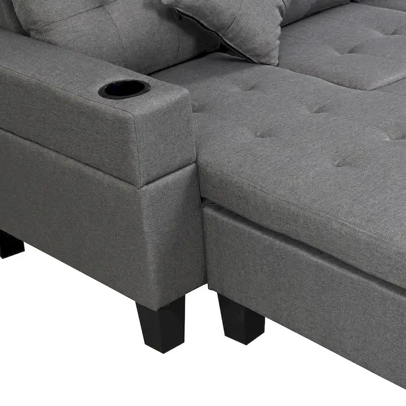 Moderno divano componibile a L a 4 posti con chaise longue