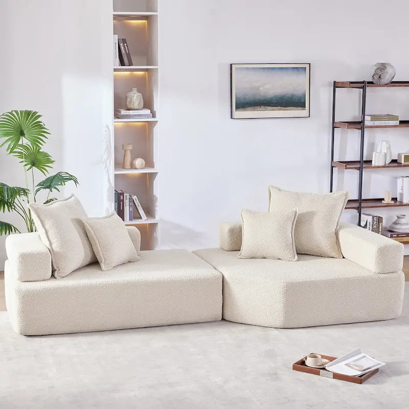 Divano componibile modulare rivestito in bouclé personalizzabile fai da te