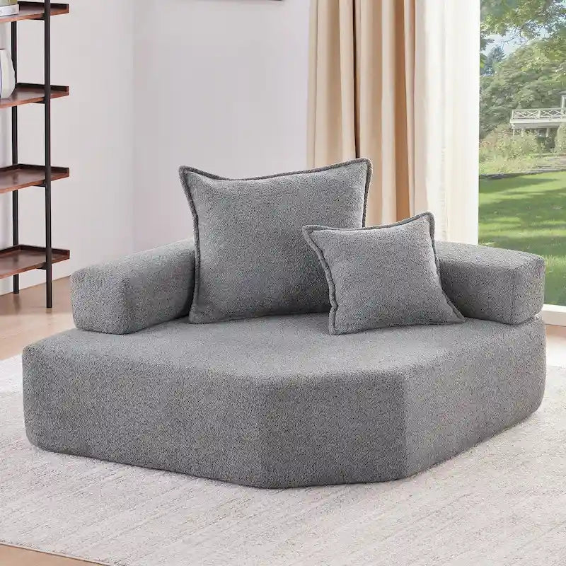 Divano componibile modulare rivestito in bouclé personalizzabile fai da te
