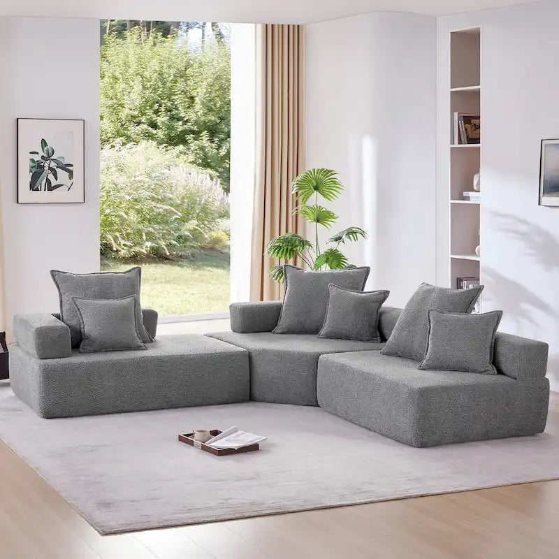 Divano componibile modulare rivestito in bouclé personalizzabile fai da te