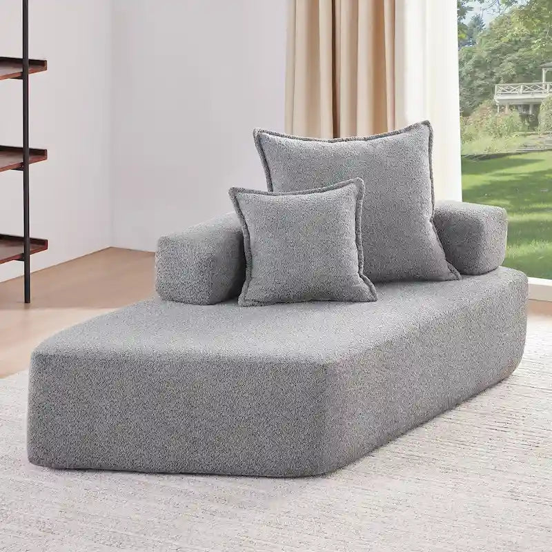 Divano componibile modulare rivestito in bouclé personalizzabile fai da te
