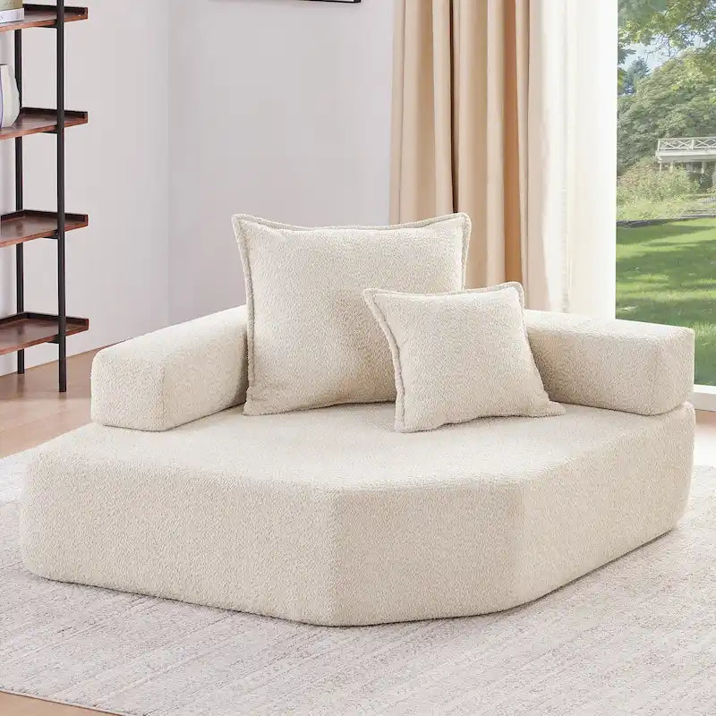 Divano componibile modulare rivestito in bouclé personalizzabile fai da te