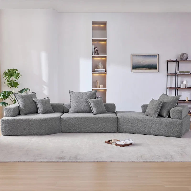 Divano componibile modulare rivestito in bouclé personalizzabile fai da te