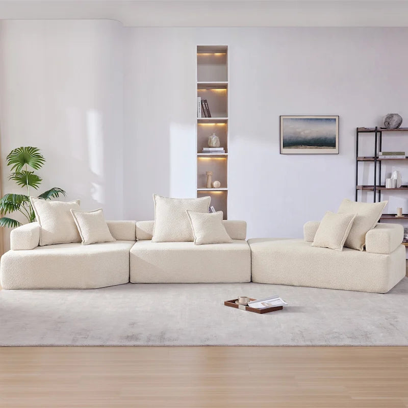 Divano componibile modulare rivestito in bouclé personalizzabile fai da te