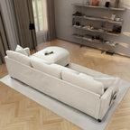 Divano a 4 Posti Spazioso Beige 107.87 con Pouf Movibile