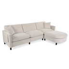 Divano a 4 Posti Spazioso Beige 107.87 con Pouf Movibile