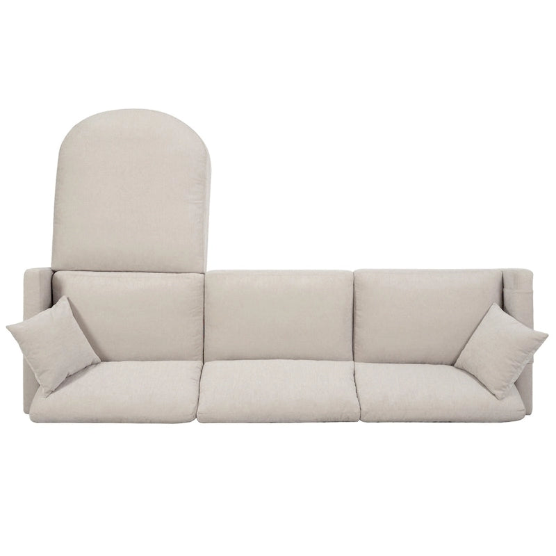 Divano a 4 Posti Spazioso Beige 107.87 con Pouf Movibile