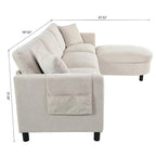 Divano a 4 Posti Spazioso Beige 107.87 con Pouf Movibile