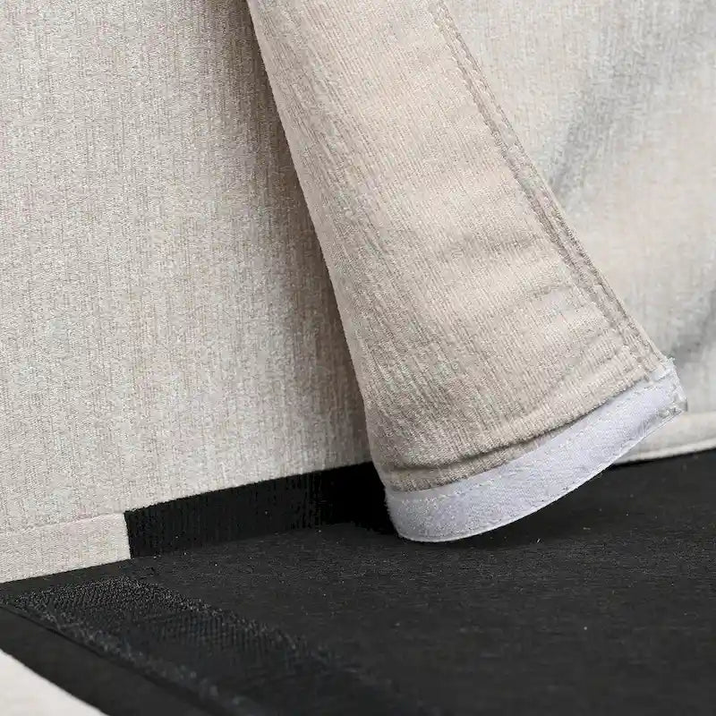 Divano a 4 Posti Spazioso Beige 107.87 con Pouf Movibile