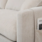 Divano a 4 Posti Spazioso Beige 107.87 con Pouf Movibile