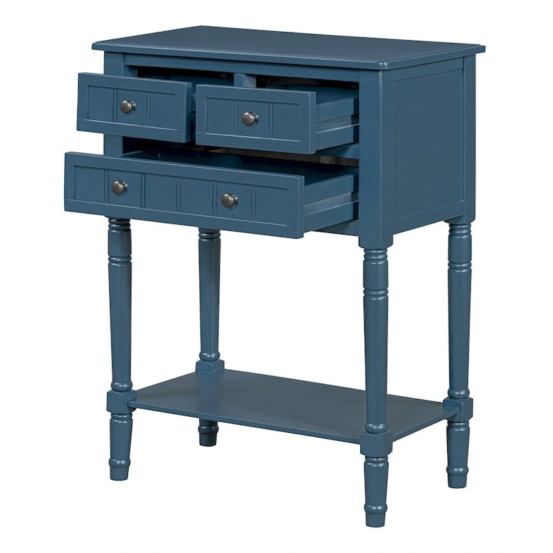 Consolle con 3 cassetti e ripiano inferiore